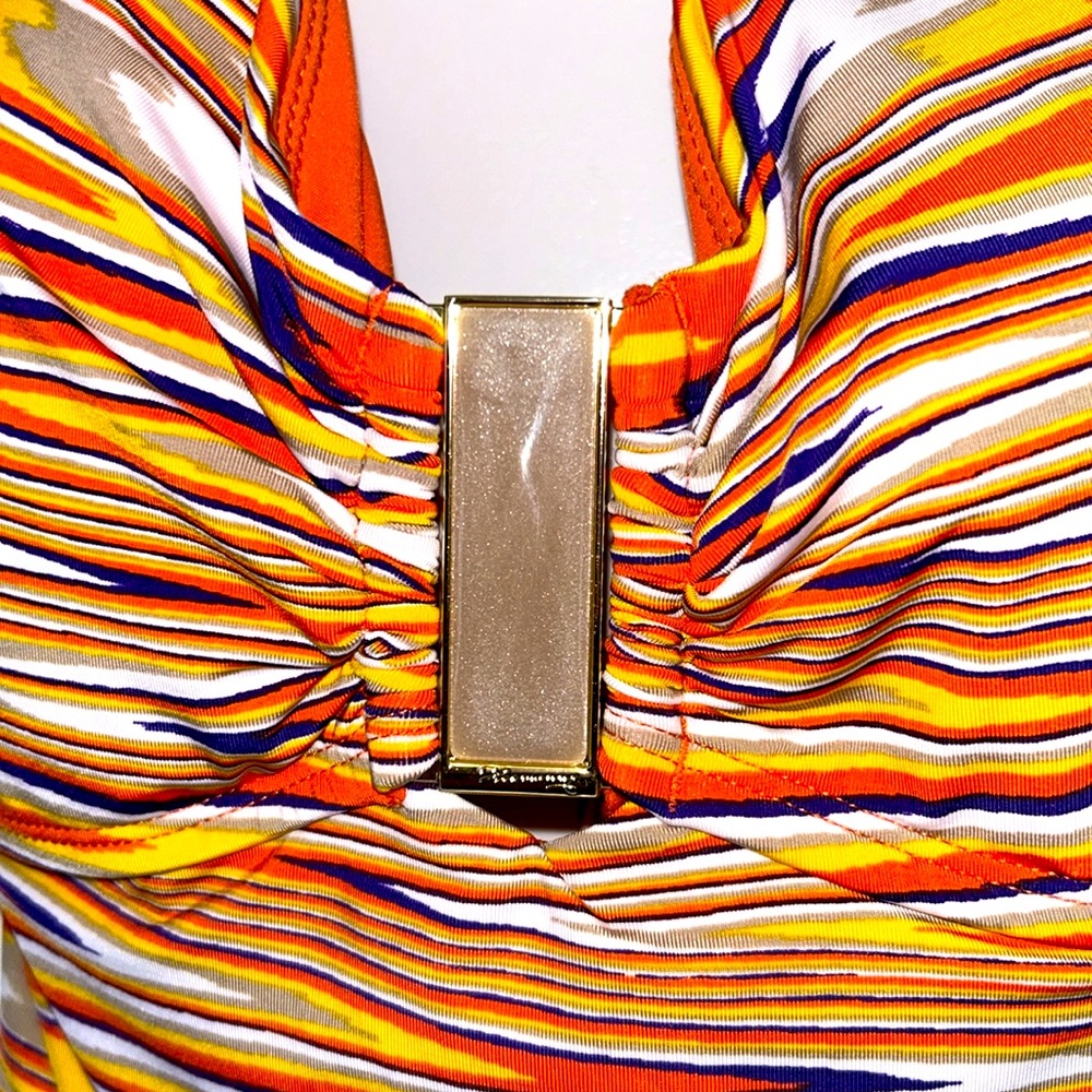 VIX Paula Hermanny One Piece Multicolor Swimsuit 24K Gold-Plated Details Size 12 - Picture 3 of 13